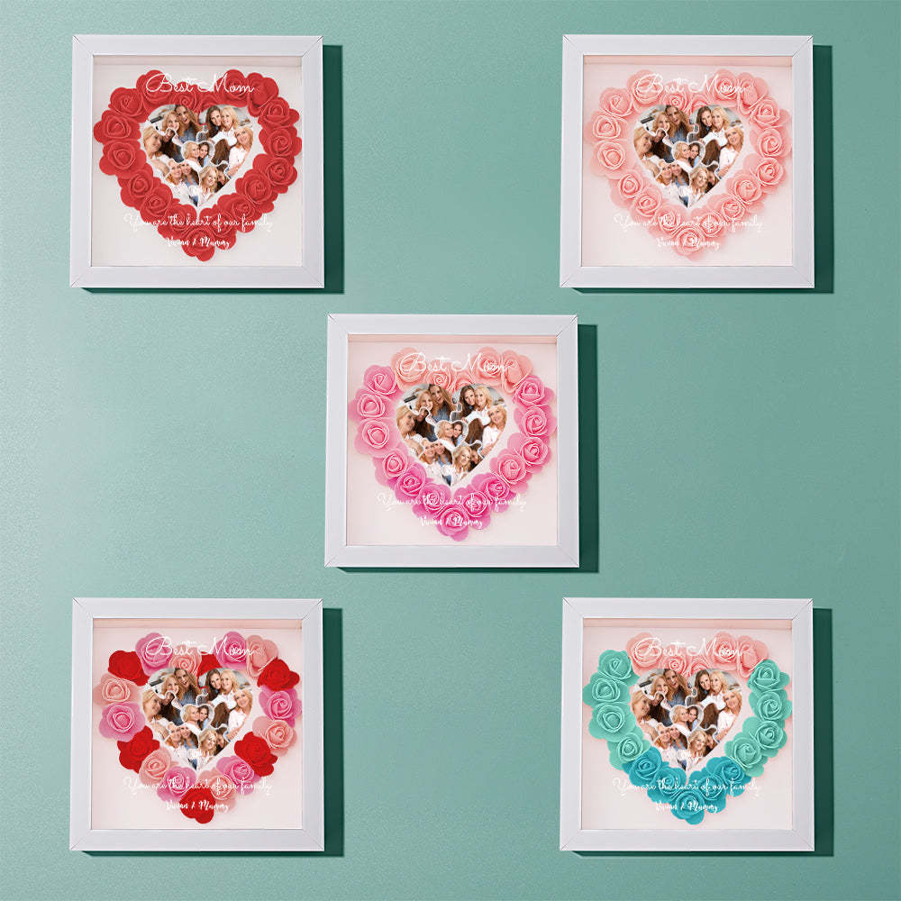 Custom Photo Puzzle Flower Shadow Box Personalized Flower Shadowbox Frame Mother's Day Gift - CustomPhotoWallet