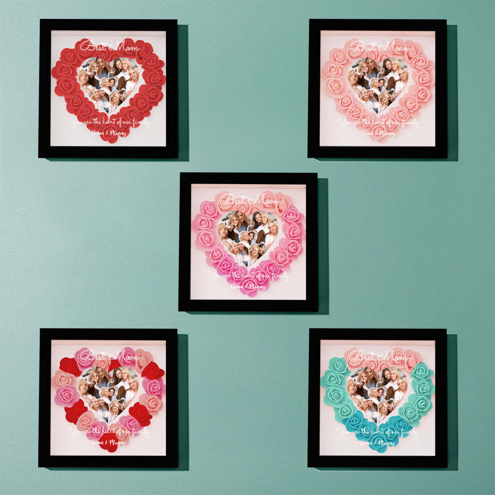 Custom Photo Puzzle Flower Shadow Box Personalized Flower Shadowbox Frame Mother's Day Gift - CustomPhotoWallet