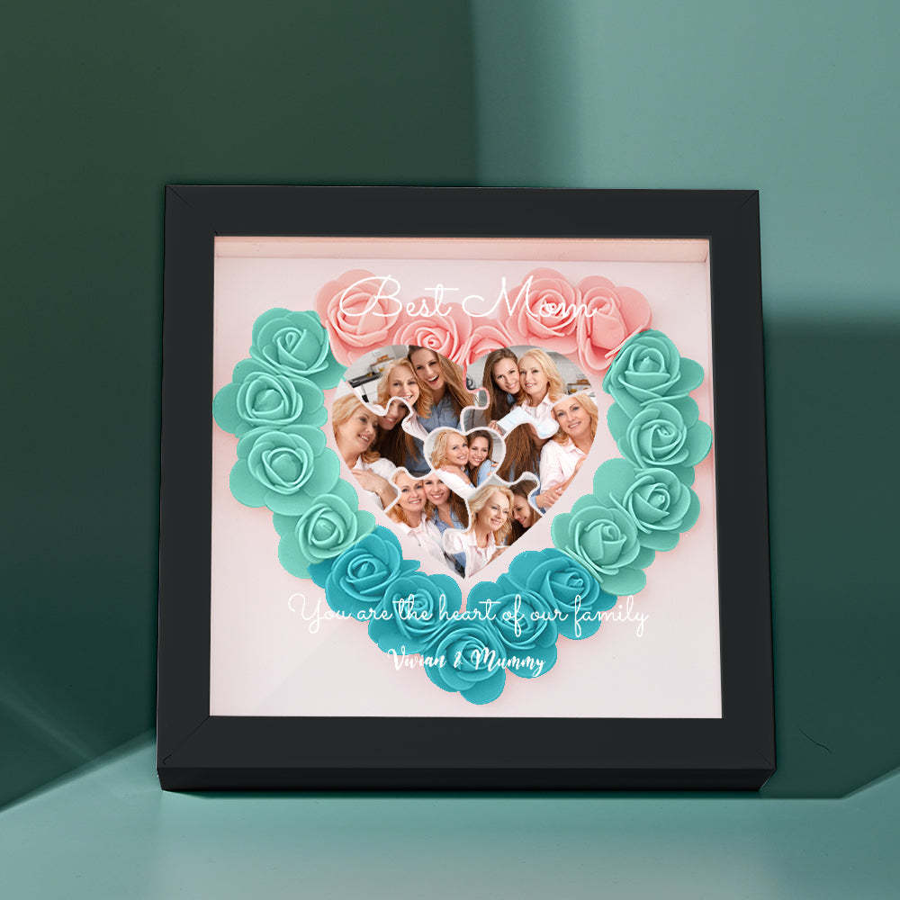 Custom Photo Puzzle Flower Shadow Box Personalized Flower Shadowbox Frame Mother's Day Gift - CustomPhotoWallet