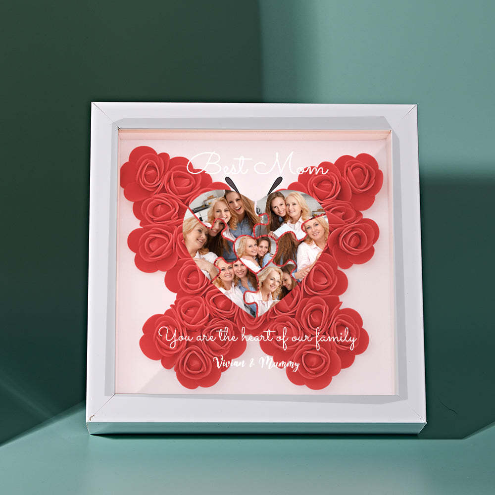 Custom Photo Puzzle Flower Shadow Box Personalized Flower Shadowbox Frame Mother's Day Gift - CustomPhotoWallet