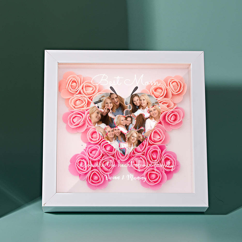 Custom Photo Puzzle Flower Shadow Box Personalized Flower Shadowbox Frame Mother's Day Gift - CustomPhotoWallet