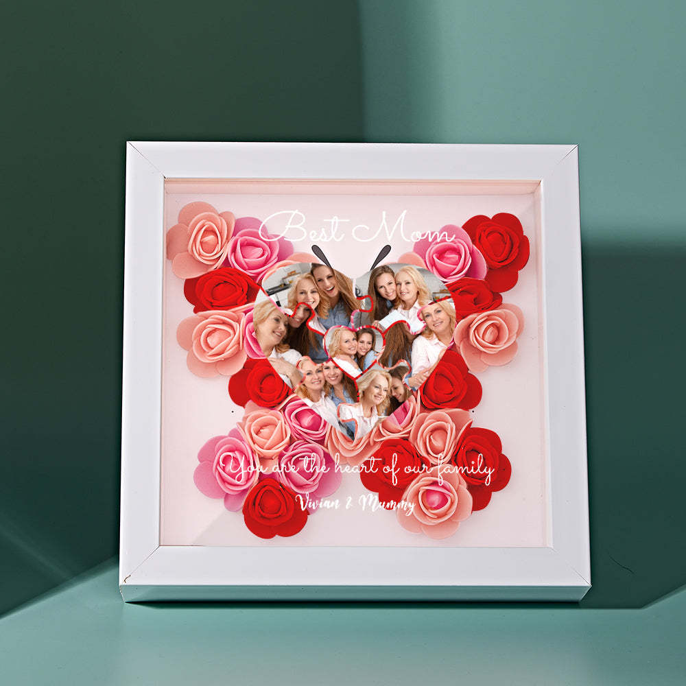 Custom Photo Puzzle Flower Shadow Box Personalized Flower Shadowbox Frame Mother's Day Gift - CustomPhotoWallet