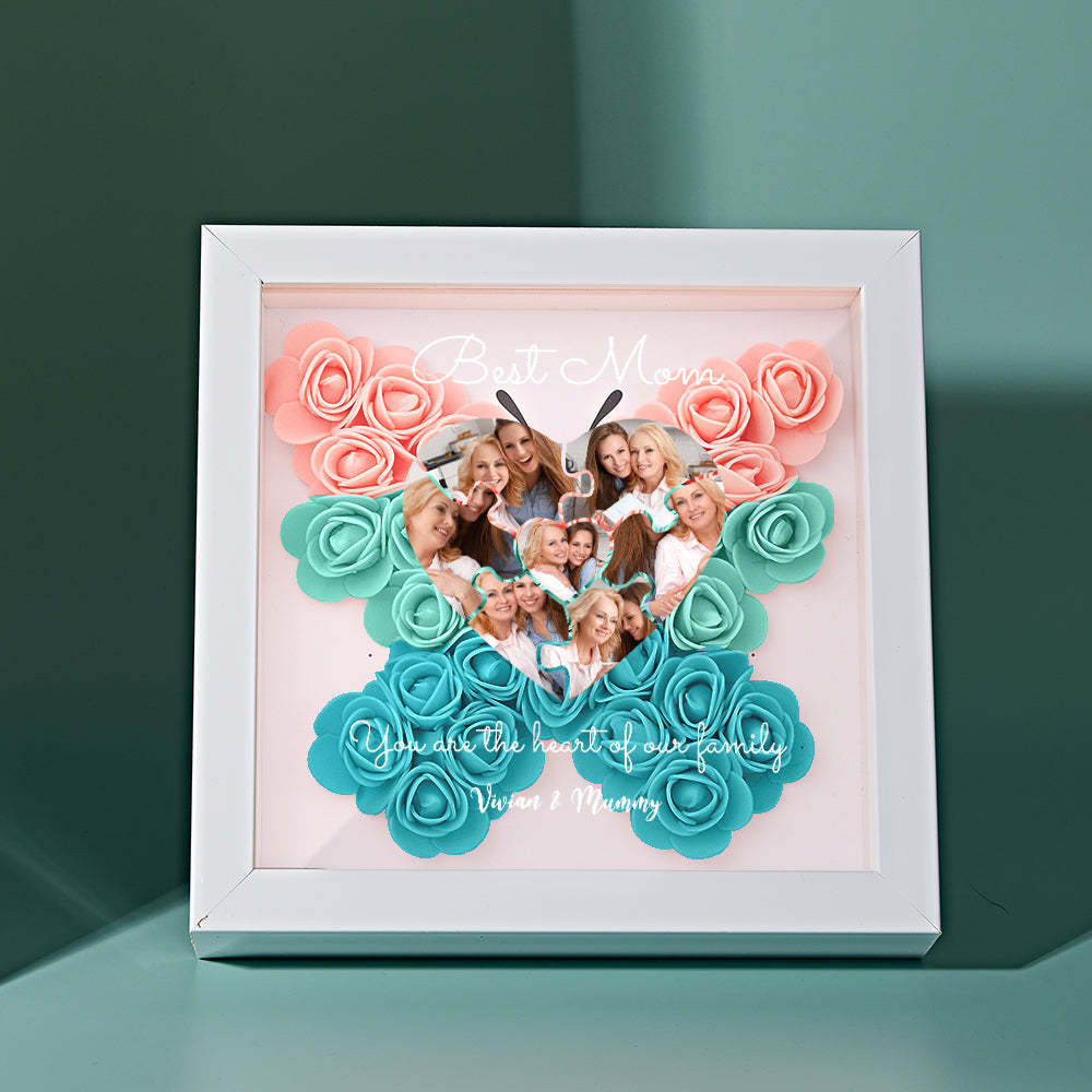 Custom Photo Puzzle Flower Shadow Box Personalized Flower Shadowbox Frame Mother's Day Gift - CustomPhotoWallet