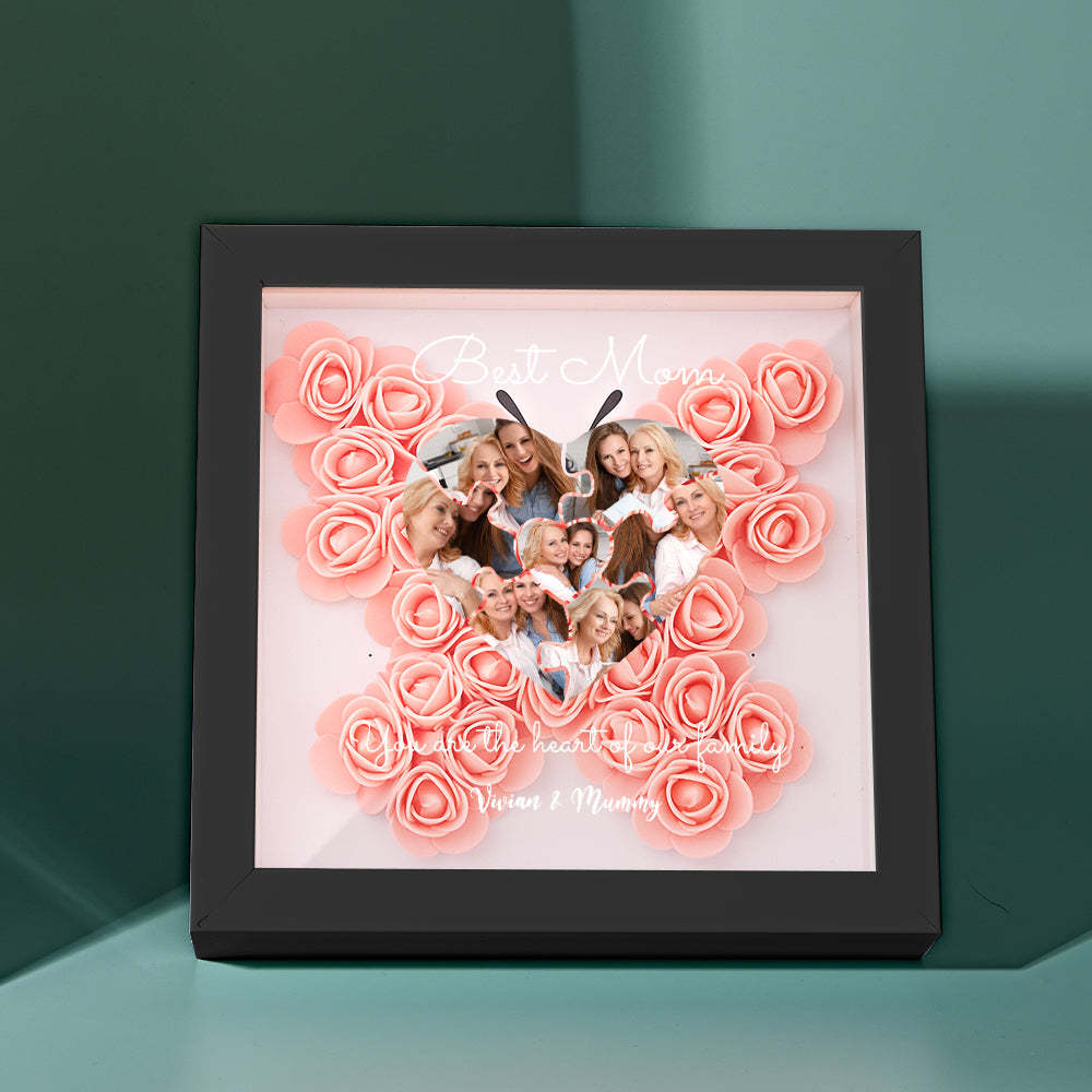 Custom Photo Puzzle Flower Shadow Box Personalized Flower Shadowbox Frame Mother's Day Gift - CustomPhotoWallet