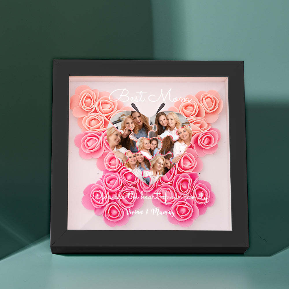 Custom Photo Puzzle Flower Shadow Box Personalized Flower Shadowbox Frame Mother's Day Gift - CustomPhotoWallet