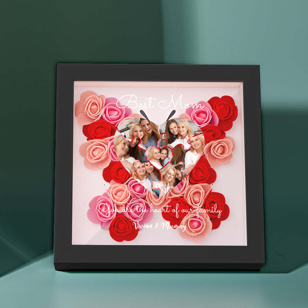 Custom Photo Puzzle Flower Shadow Box Personalized Flower Shadowbox Frame Mother's Day Gift - CustomPhotoWallet
