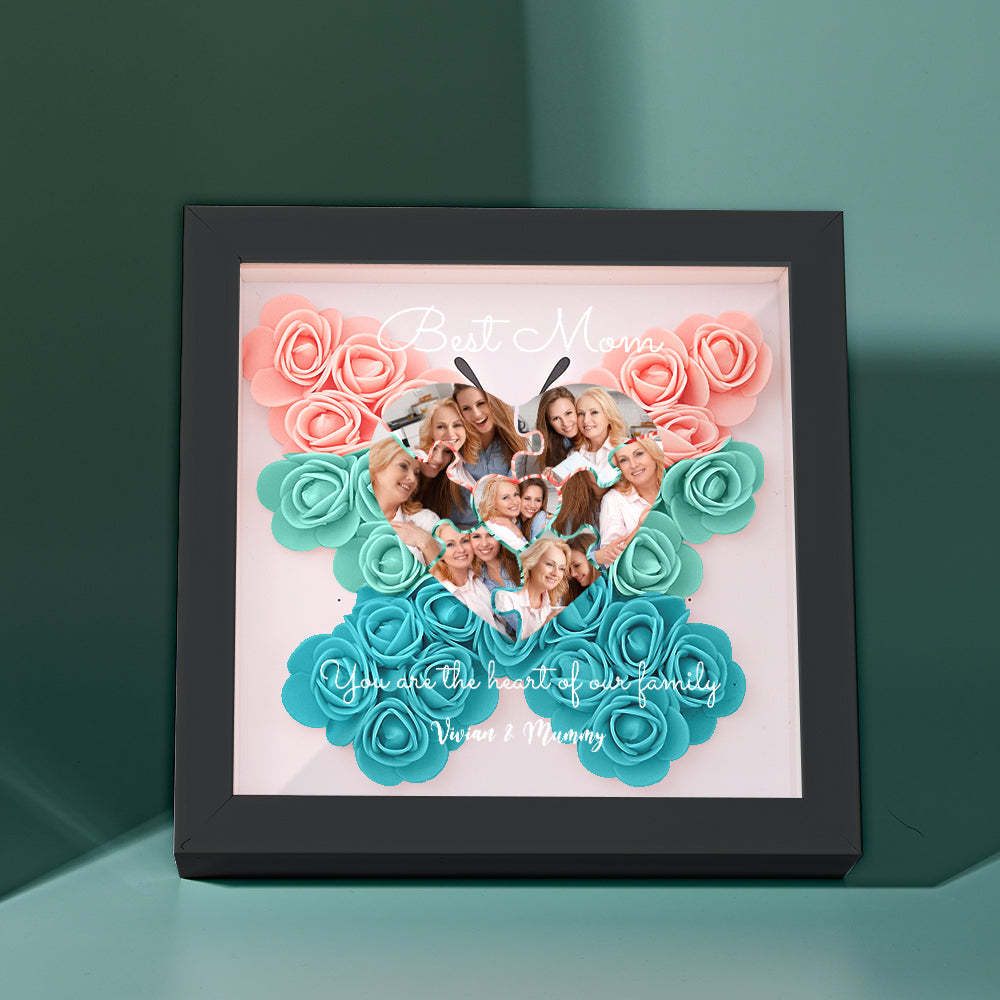 Custom Photo Puzzle Flower Shadow Box Personalized Flower Shadowbox Frame Mother's Day Gift - CustomPhotoWallet