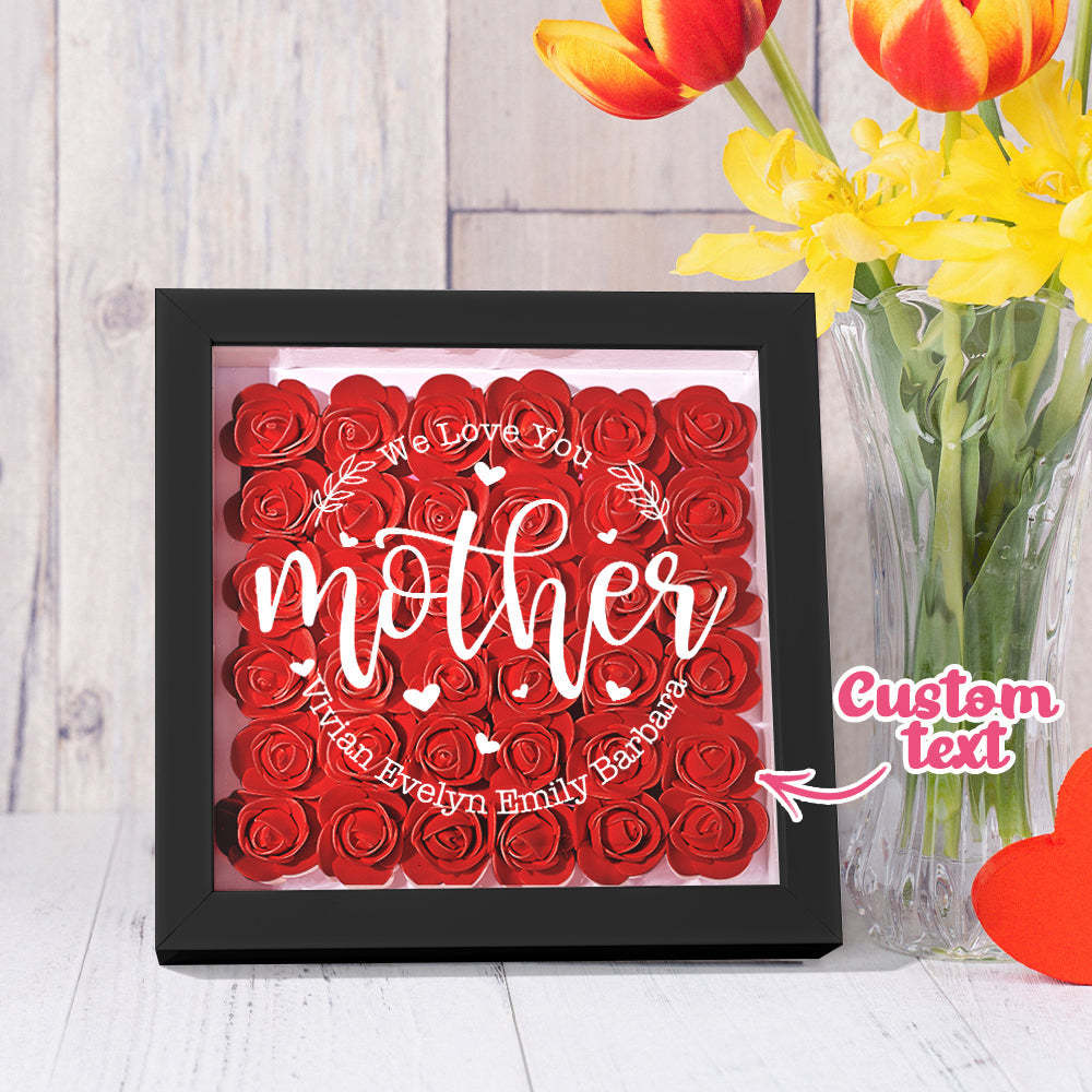 Custom Name Flower Shadow Box Personalized Flower Shadowbox Frame Mother's Day Gift - CustomPhotoWallet