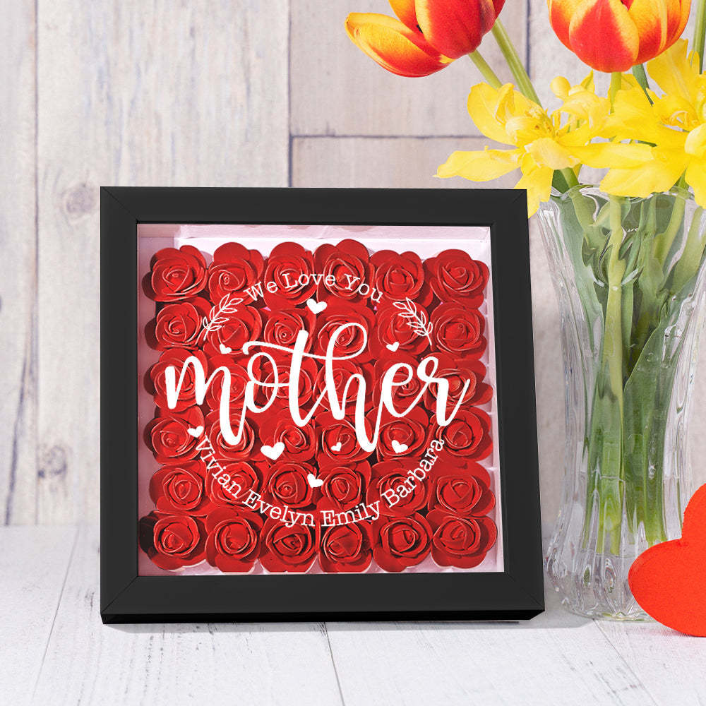 Custom Name Flower Shadow Box Personalized Flower Shadowbox Frame Mother's Day Gift - CustomPhotoWallet