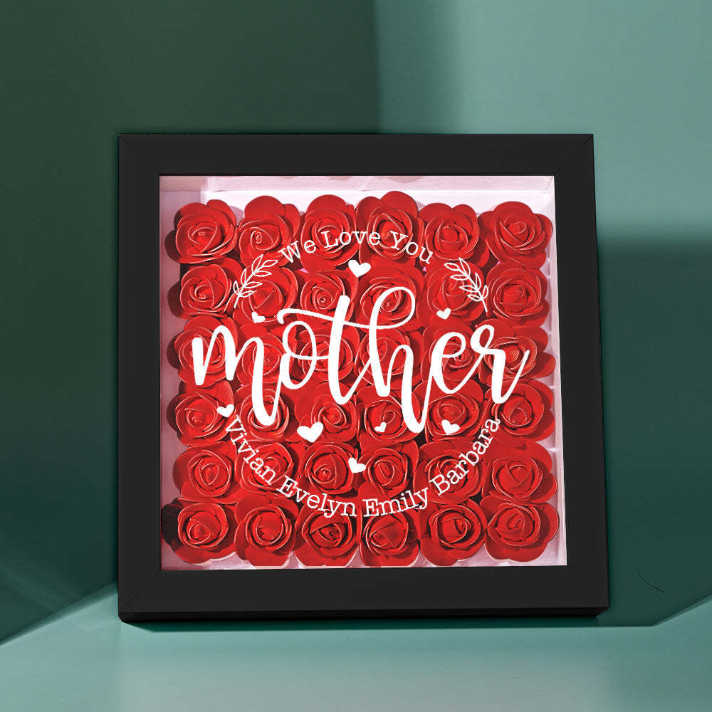 Custom Name Flower Shadow Box Personalized Flower Shadowbox Frame Mother's Day Gift - CustomPhotoWallet
