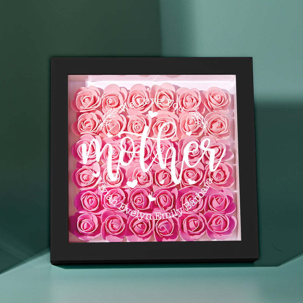 Custom Name Flower Shadow Box Personalized Flower Shadowbox Frame Mother's Day Gift - CustomPhotoWallet