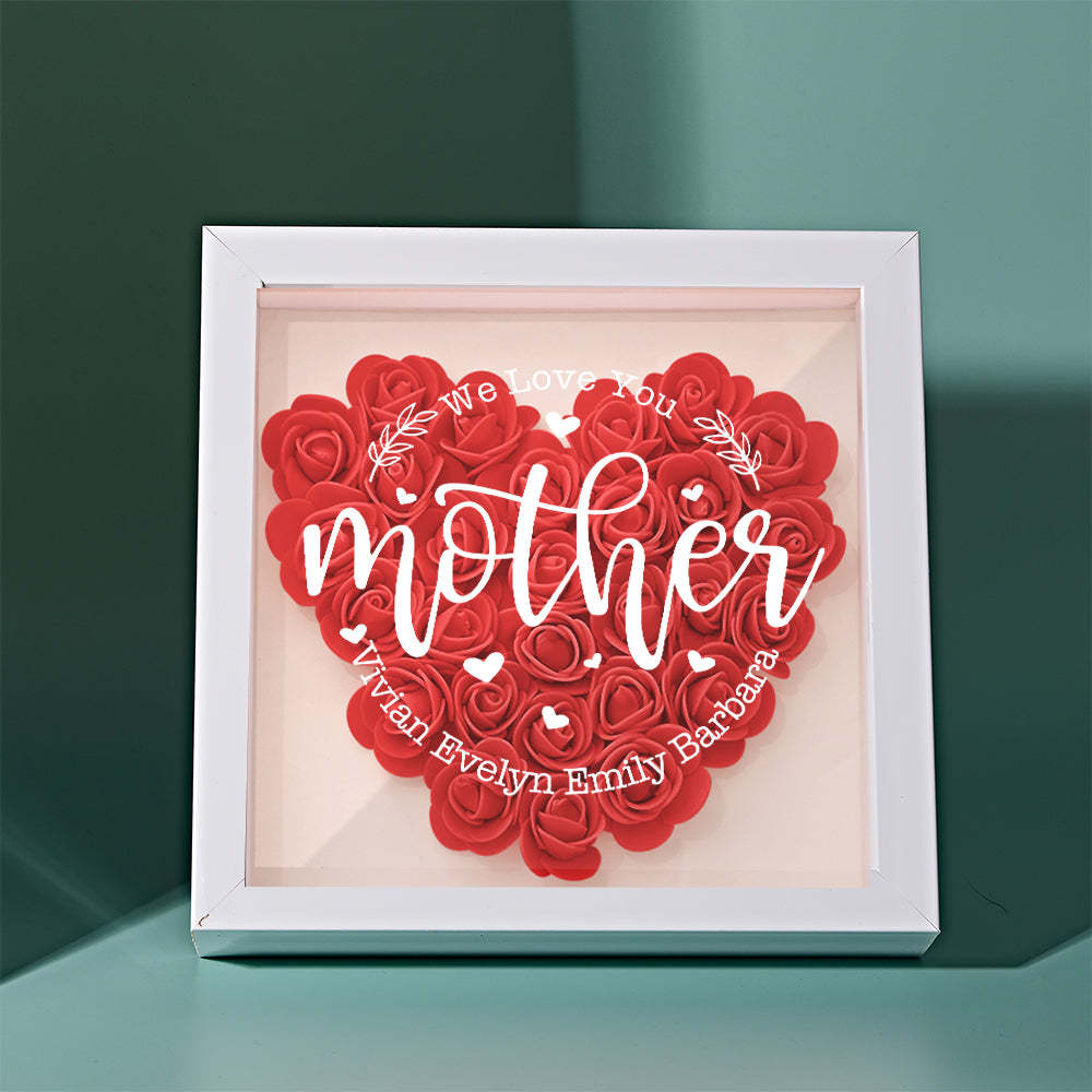 Custom Name Flower Shadow Box Personalized Flower Shadowbox Frame Mother's Day Gift - CustomPhotoWallet