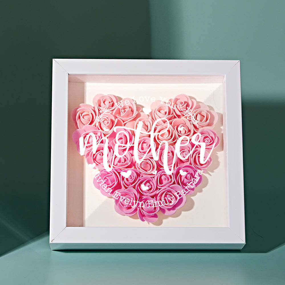 Custom Name Flower Shadow Box Personalized Flower Shadowbox Frame Mother's Day Gift - CustomPhotoWallet