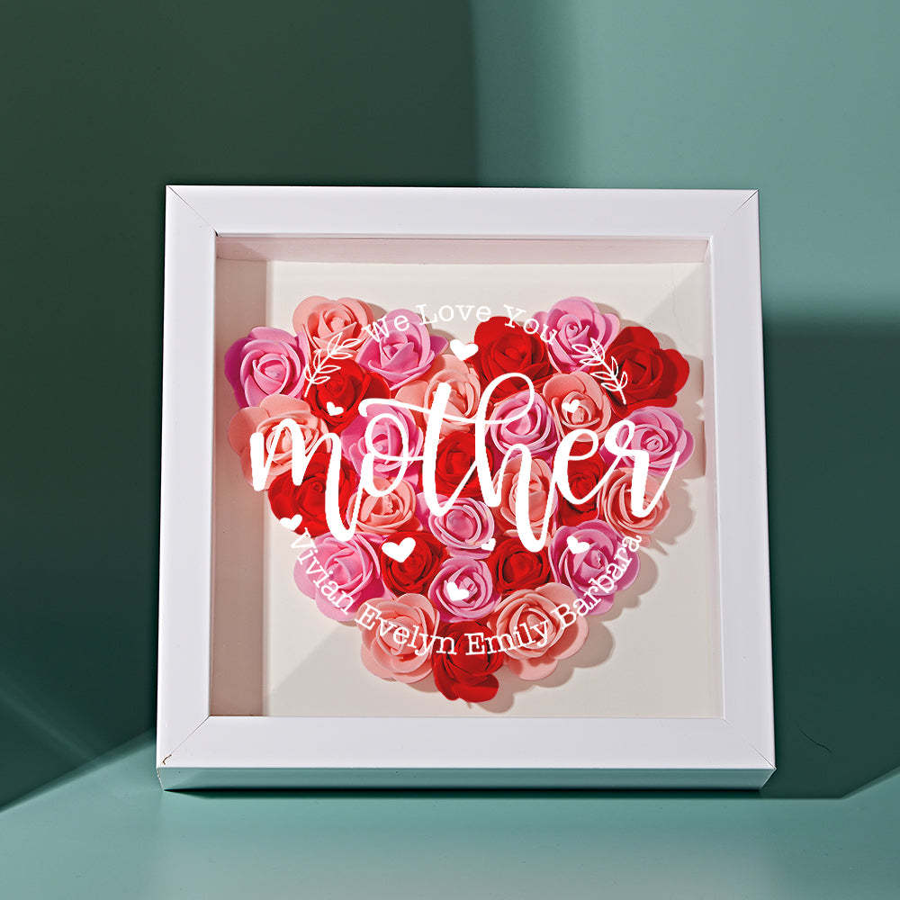Custom Name Flower Shadow Box Personalized Flower Shadowbox Frame Mother's Day Gift - CustomPhotoWallet