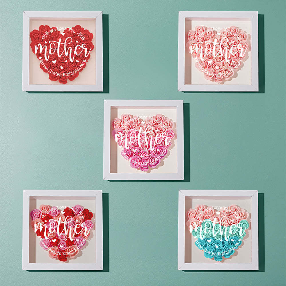 Custom Name Flower Shadow Box Personalized Flower Shadowbox Frame Mother's Day Gift - CustomPhotoWallet
