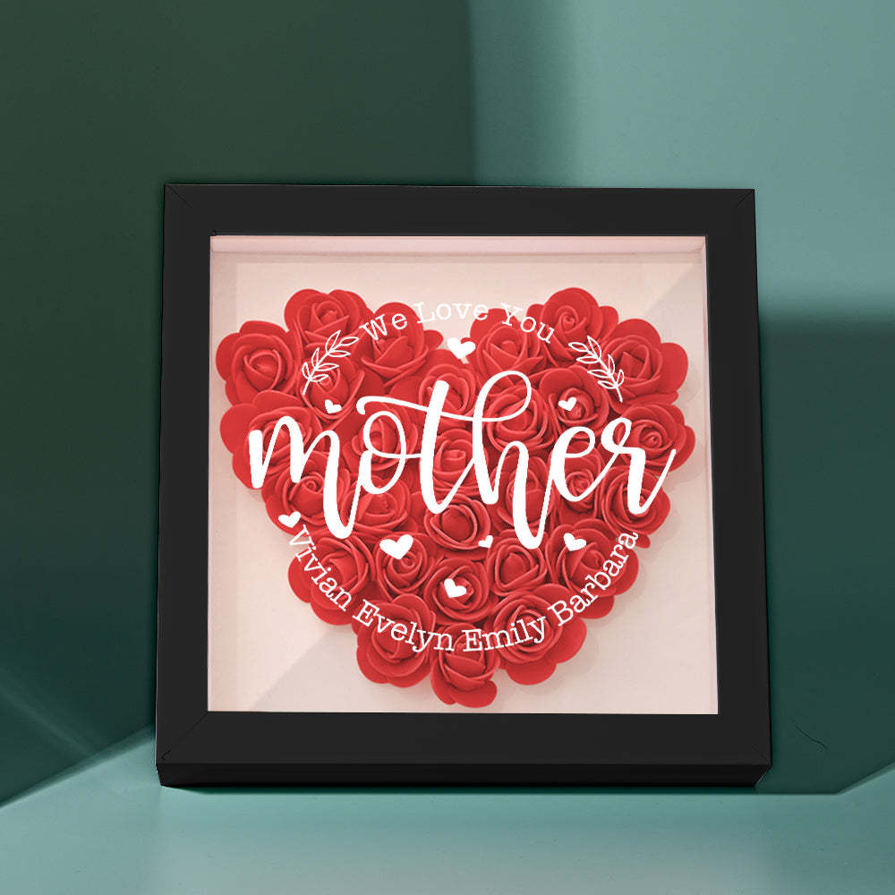 Custom Name Flower Shadow Box Personalized Flower Shadowbox Frame Mother's Day Gift - CustomPhotoWallet