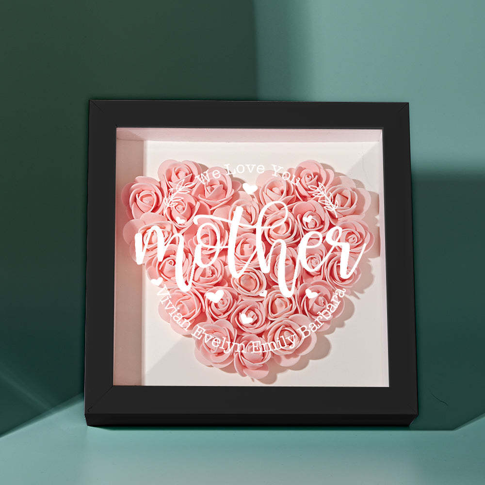 Custom Name Flower Shadow Box Personalized Flower Shadowbox Frame Mother's Day Gift - CustomPhotoWallet