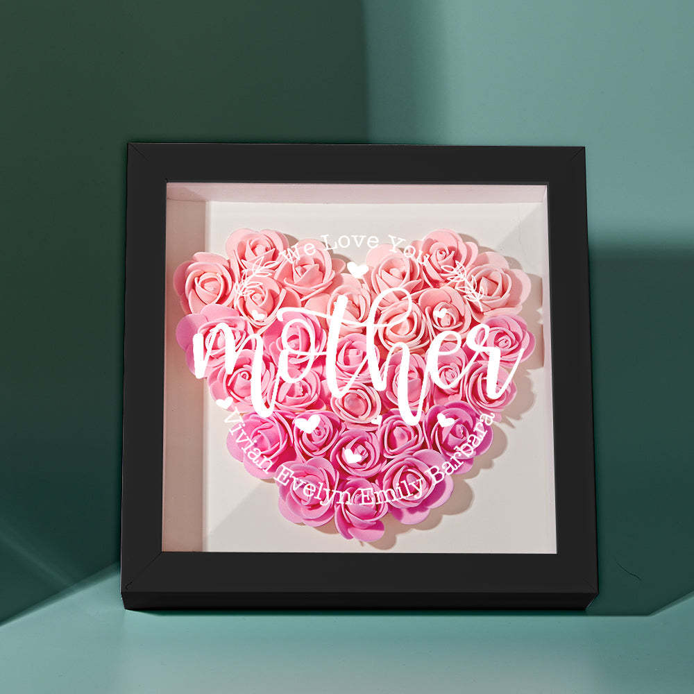 Custom Name Flower Shadow Box Personalized Flower Shadowbox Frame Mother's Day Gift - CustomPhotoWallet