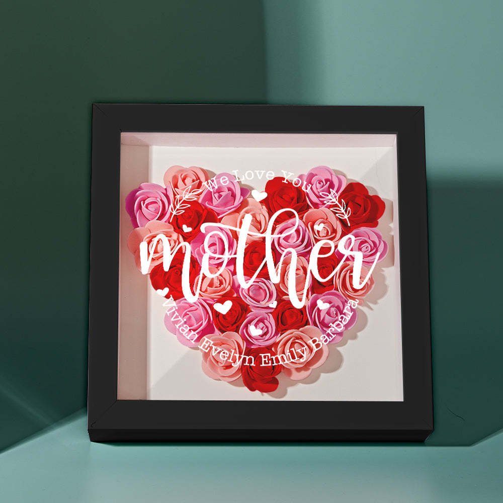 Custom Name Flower Shadow Box Personalized Flower Shadowbox Frame Mother's Day Gift - CustomPhotoWallet