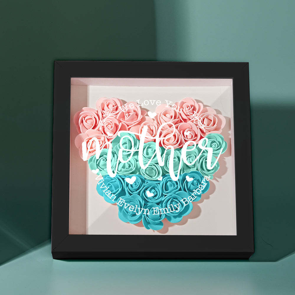 Custom Name Flower Shadow Box Personalized Flower Shadowbox Frame Mother's Day Gift - CustomPhotoWallet