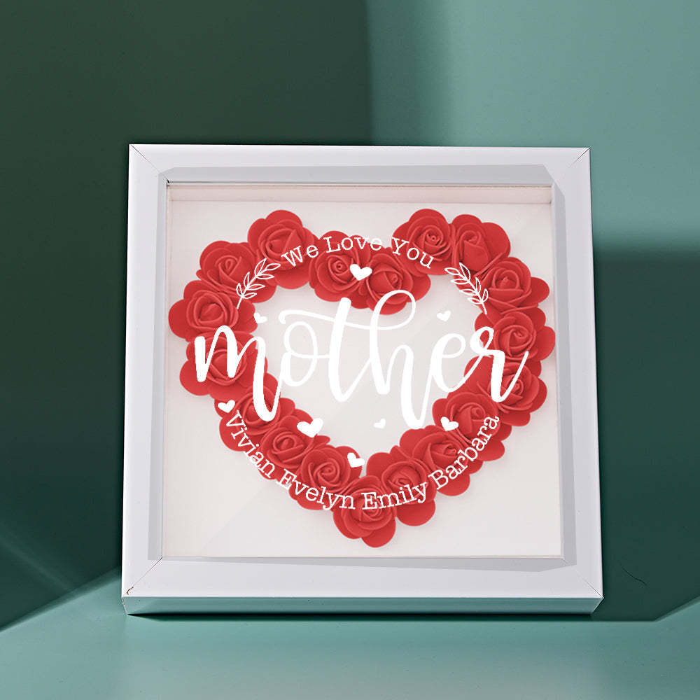 Custom Name Flower Shadow Box Personalized Flower Shadowbox Frame Mother's Day Gift - CustomPhotoWallet