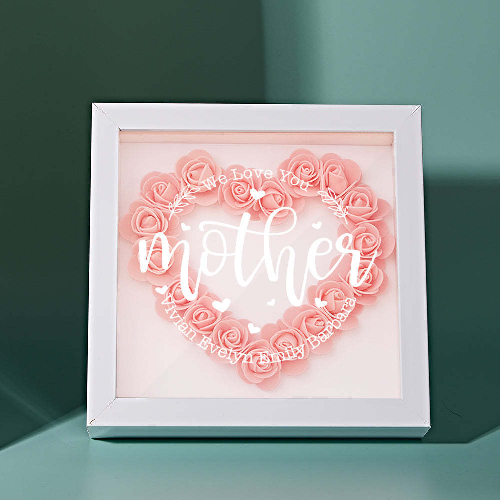 Custom Name Flower Shadow Box Personalized Flower Shadowbox Frame Mother's Day Gift - CustomPhotoWallet
