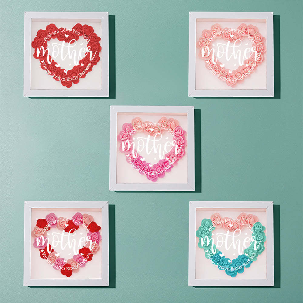 Custom Name Flower Shadow Box Personalized Flower Shadowbox Frame Mother's Day Gift - CustomPhotoWallet