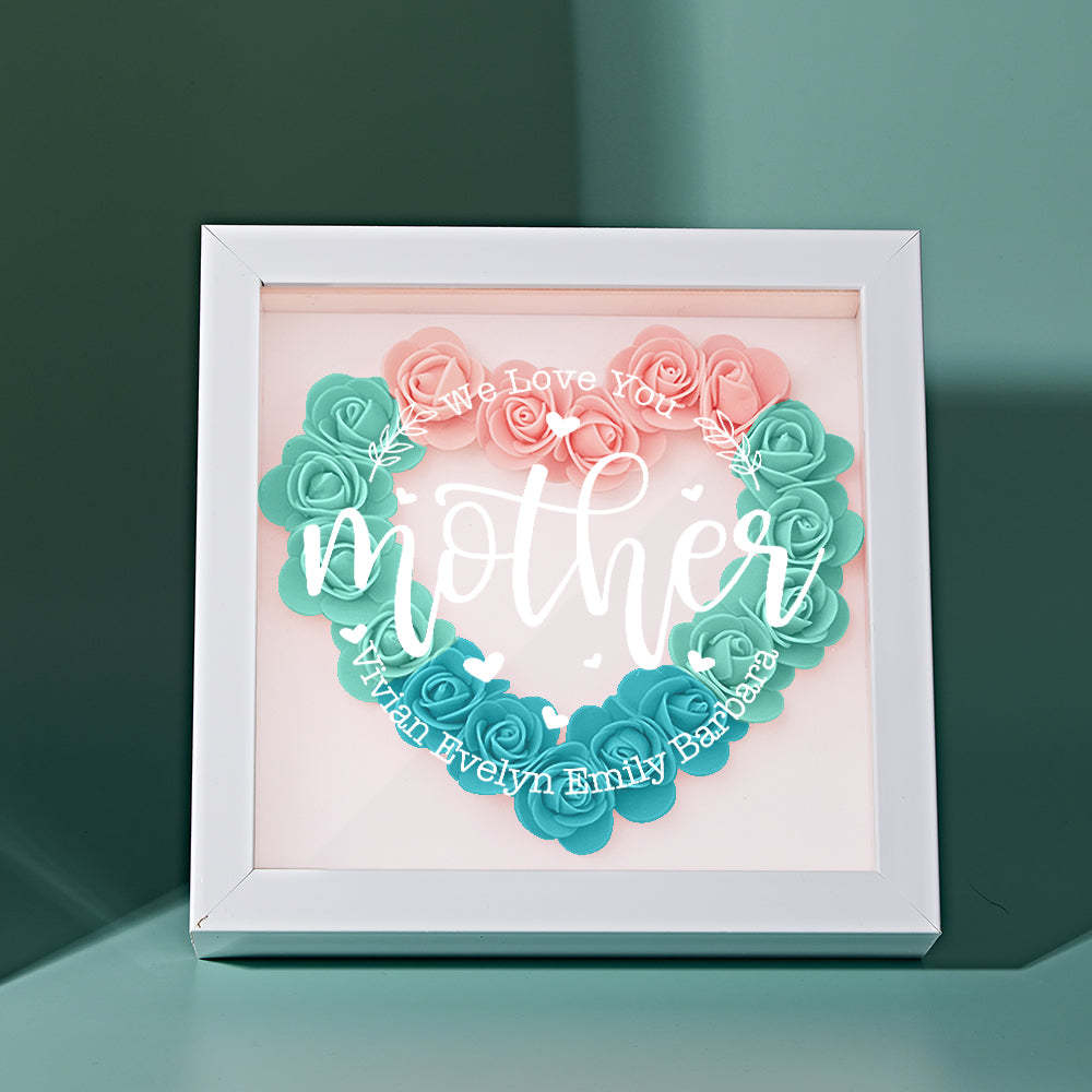 Custom Name Flower Shadow Box Personalized Flower Shadowbox Frame Mother's Day Gift - CustomPhotoWallet