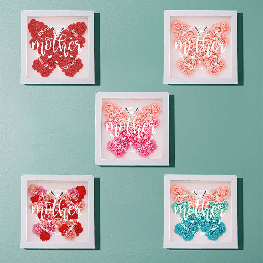 Custom Name Flower Shadow Box Personalized Flower Shadowbox Frame Mother's Day Gift - CustomPhotoWallet