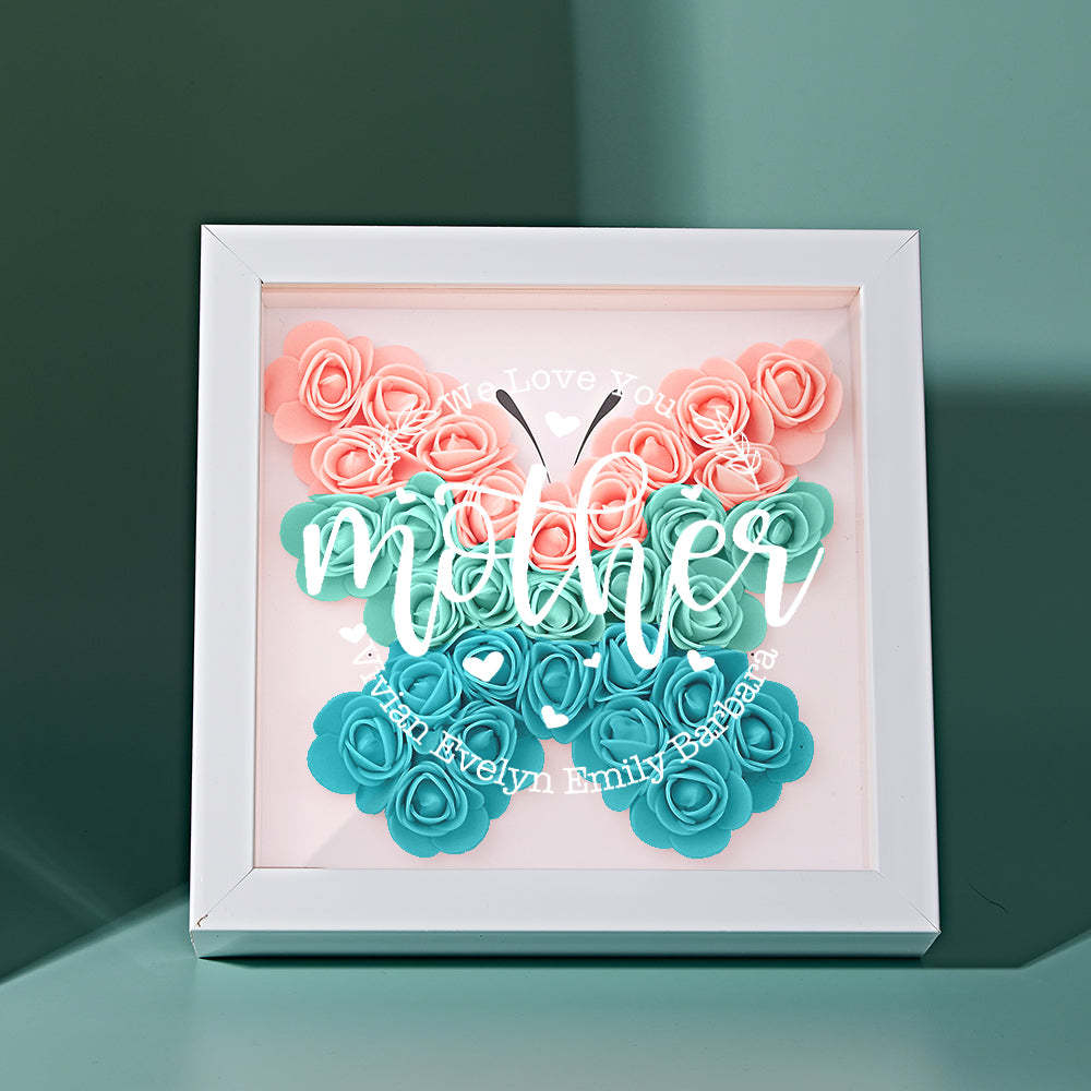 Custom Name Flower Shadow Box Personalized Flower Shadowbox Frame Mother's Day Gift - CustomPhotoWallet