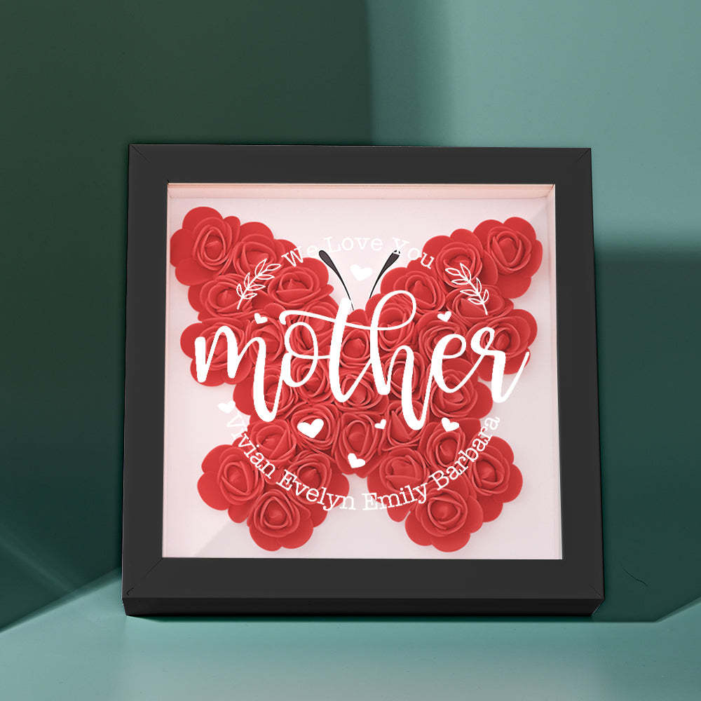 Custom Name Flower Shadow Box Personalized Flower Shadowbox Frame Mother's Day Gift - CustomPhotoWallet