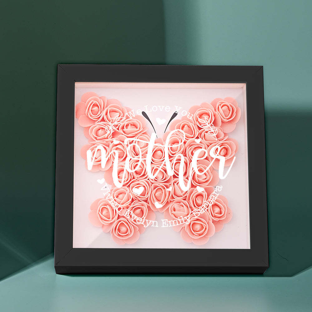 Custom Name Flower Shadow Box Personalized Flower Shadowbox Frame Mother's Day Gift - CustomPhotoWallet