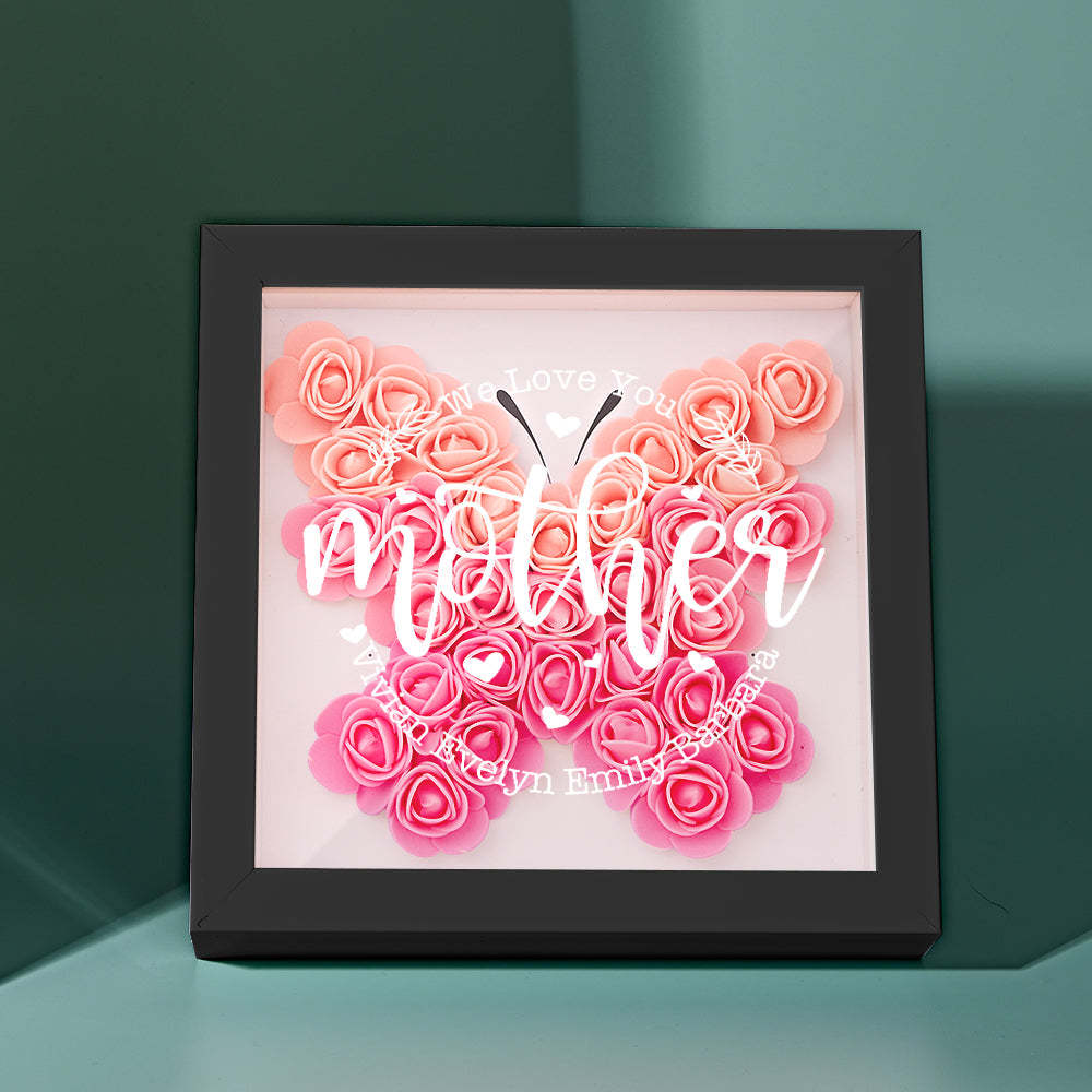 Custom Name Flower Shadow Box Personalized Flower Shadowbox Frame Mother's Day Gift - CustomPhotoWallet