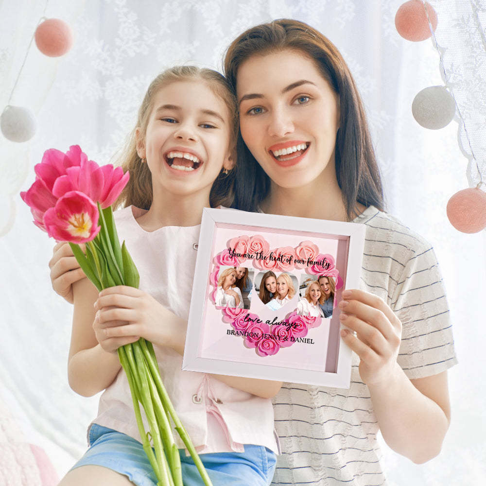 Custom Photo Flower Shadow Box Personalized Flower Shadowbox Frame Mother's Day Gift - CustomPhotoWallet