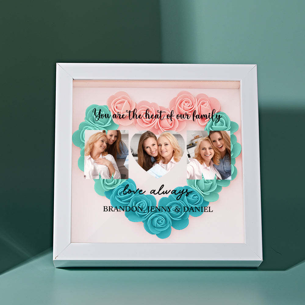 Custom Photo Flower Shadow Box Personalized Flower Shadowbox Frame Mother's Day Gift - CustomPhotoWallet