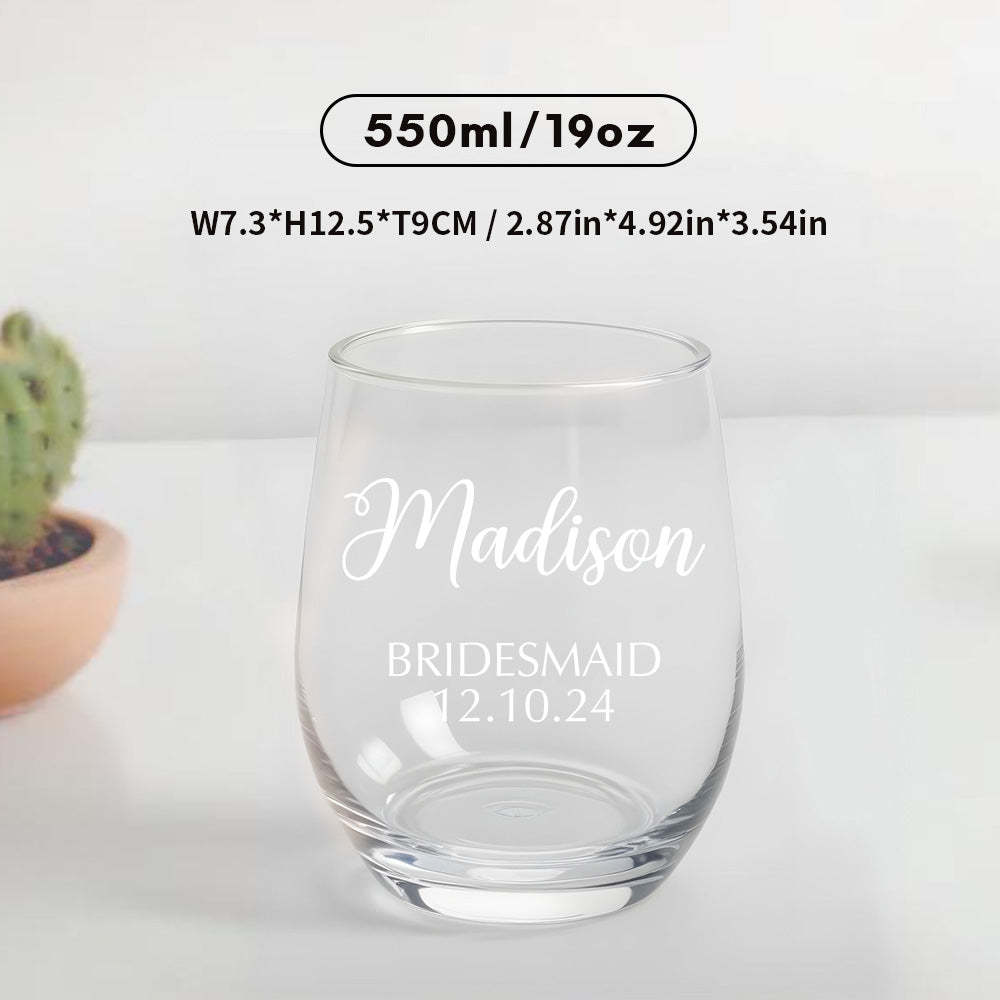 Personalized Name Red Wine Glass Bridal Party Gifts -
