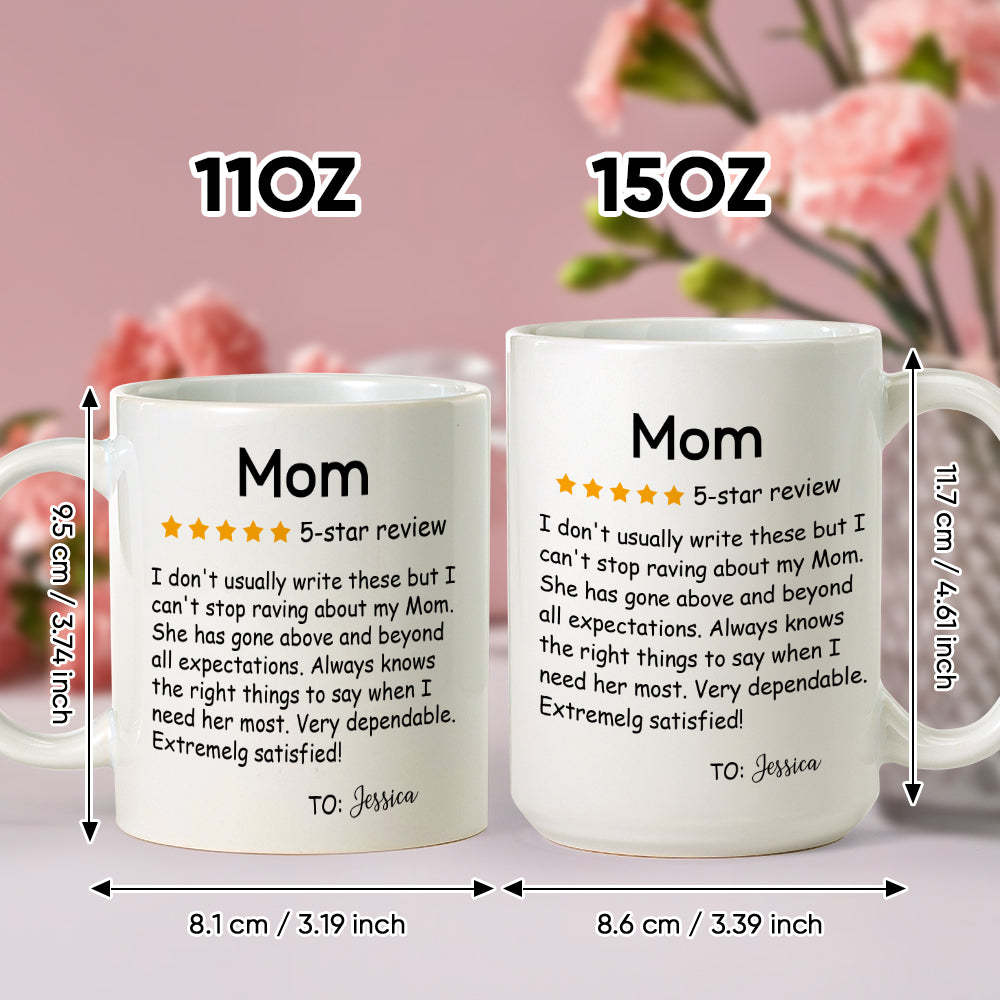 Personalized Five-Star Review Mug with Name Ceramic Coffee Mug Mother's Day Birthday Gift for Mom -