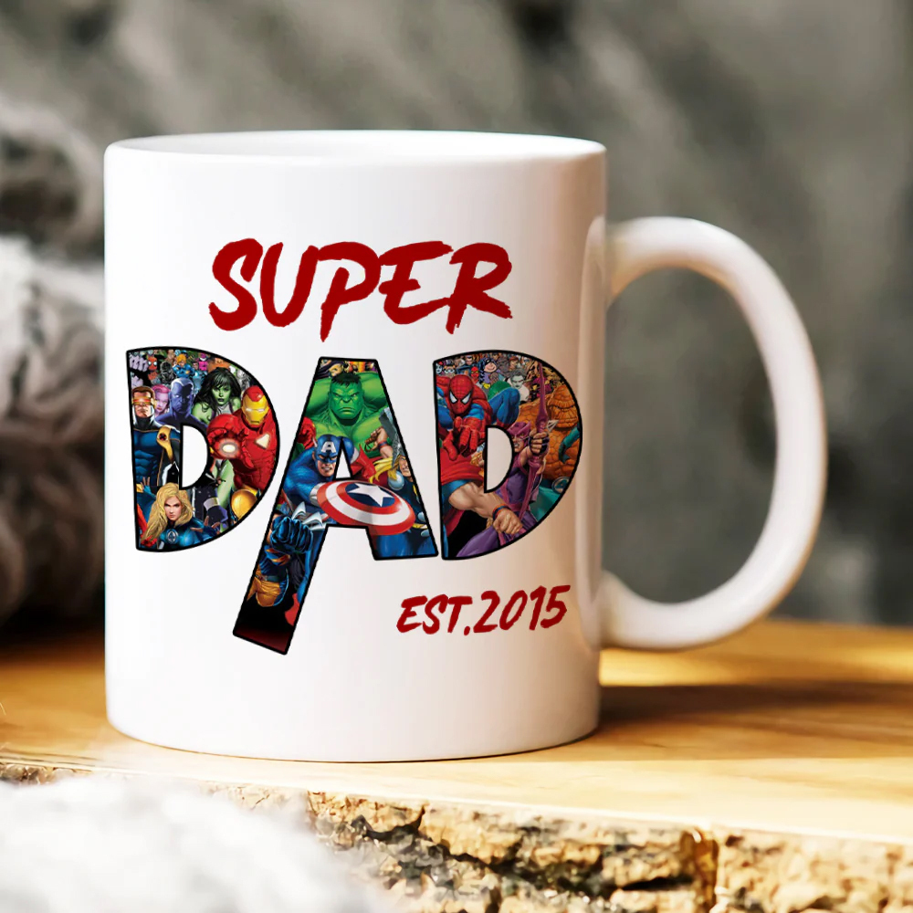Father's Day Gifts Custom Fists Bump Hero Personalized Names Coffee Mug for Dad - 