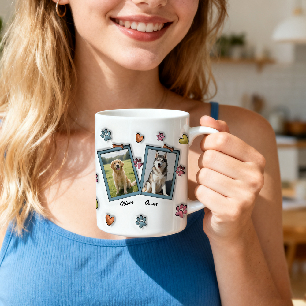 Custom Photo Best Dog Mom Ever With Paws For Dog Lovers Mug - 