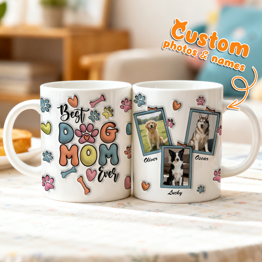 Custom Photo Best Dog Mom Ever With Paws For Dog Lovers Mug - 
