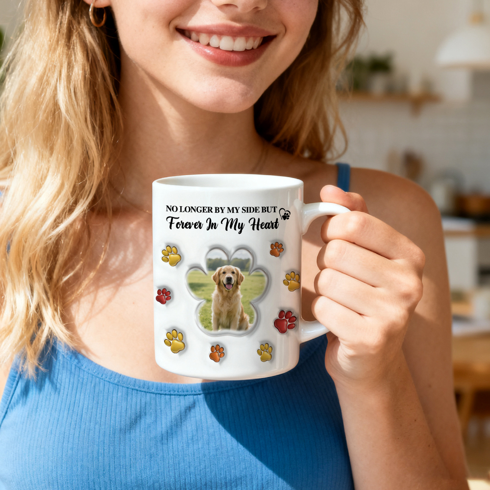 Custom Photo Forever In My Heart Memorial 3D Inflated Effect Printed Mug - 