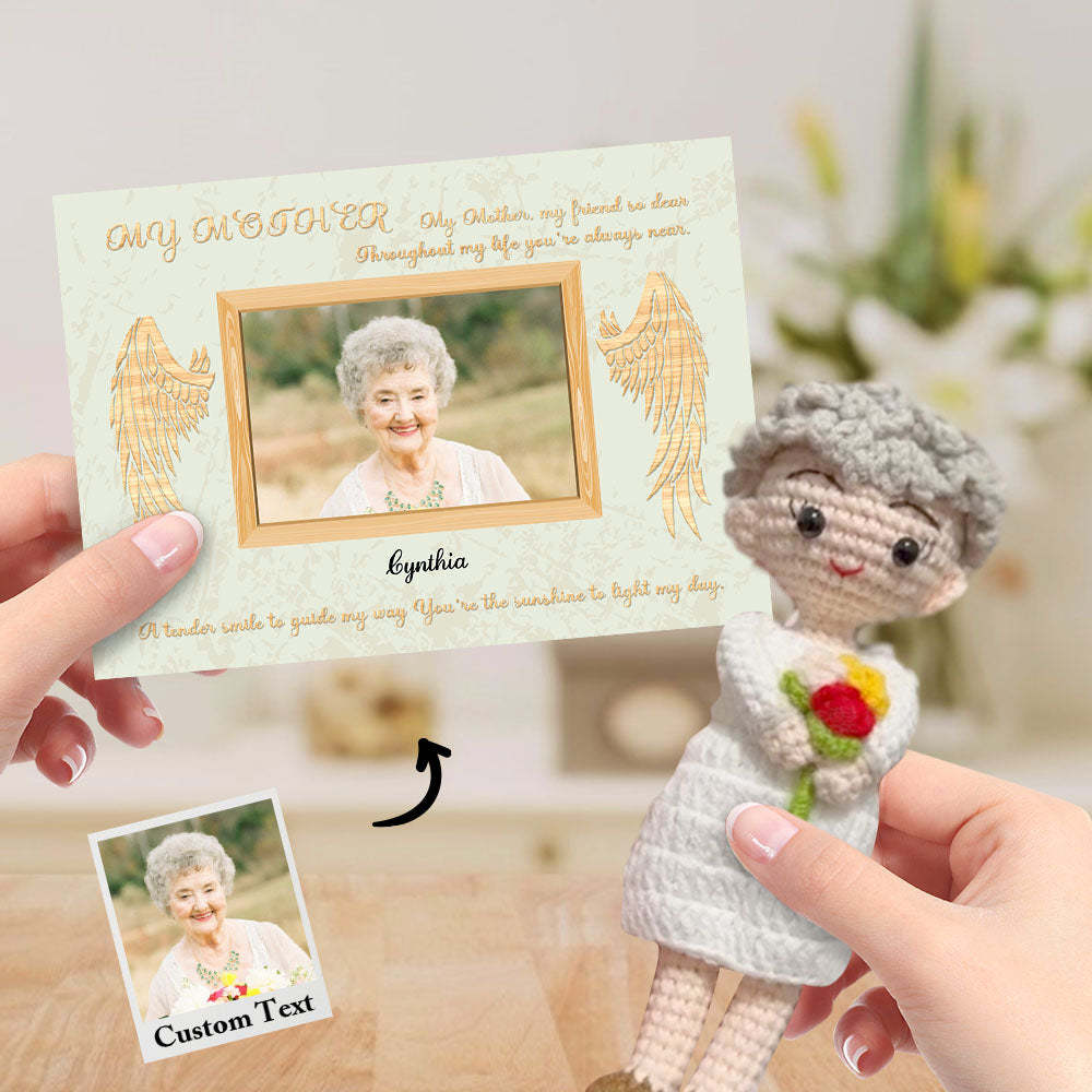 Custom Crochet Doll from Photo Handmade Look alike Dolls Gifts for Mother with Personalized Name Card - CustomPhotoWallet
