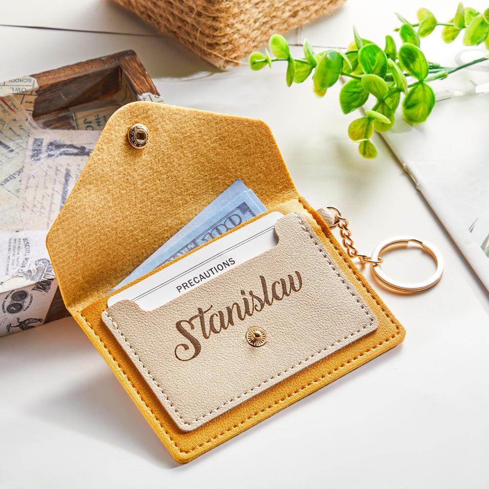 Custom Engraved Keychain Wallet Leather Card Holder Creative Gifts - CustomPhotoWallet