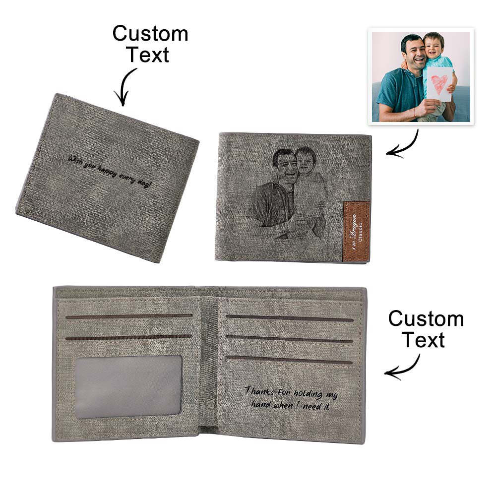 Gift for Him Men's Wallet Custom Photo Wallet Engraved Inside Personalized Wallet