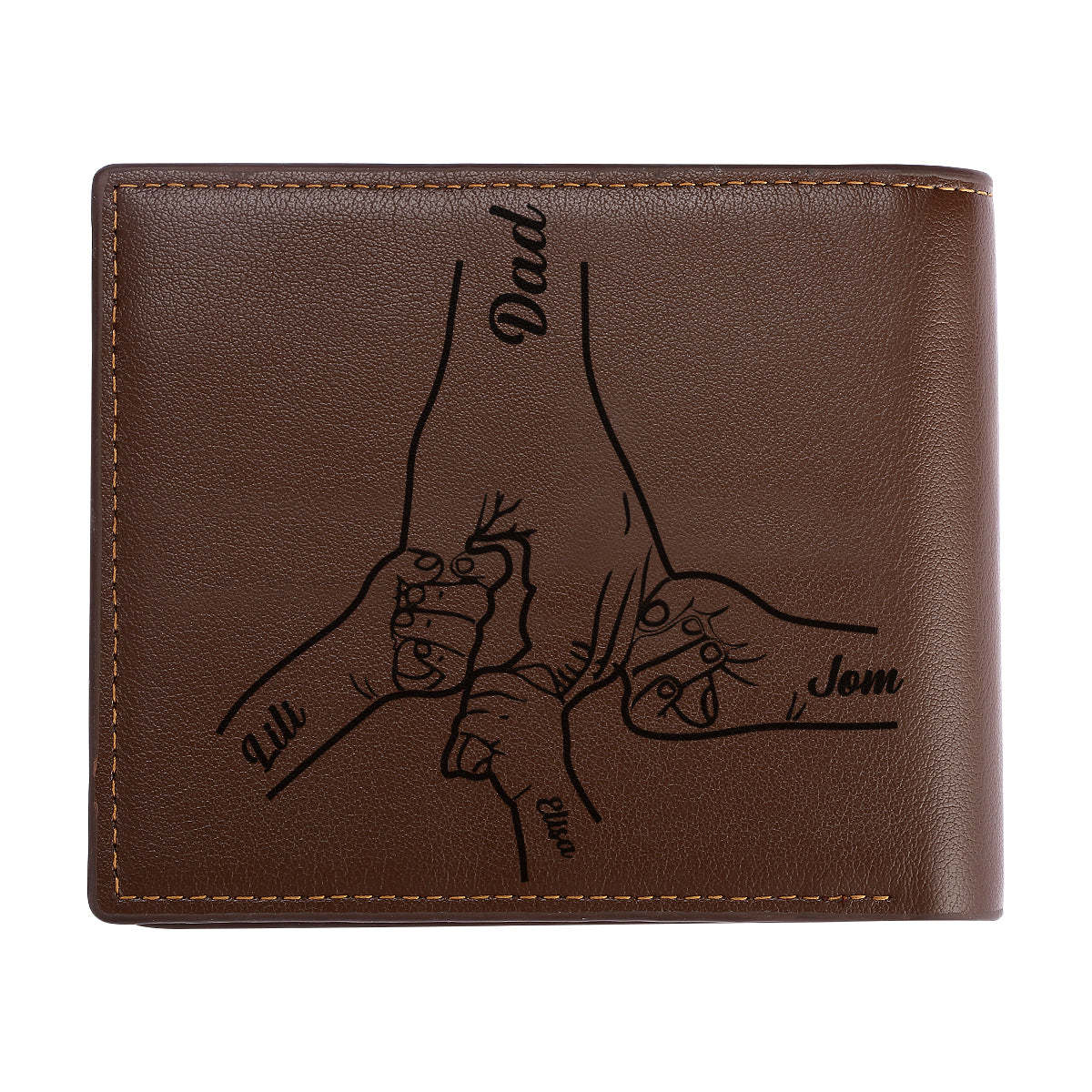 Custom Photo Engraved Leather Wallet Father's Day Gift for Dad - NameNecklace