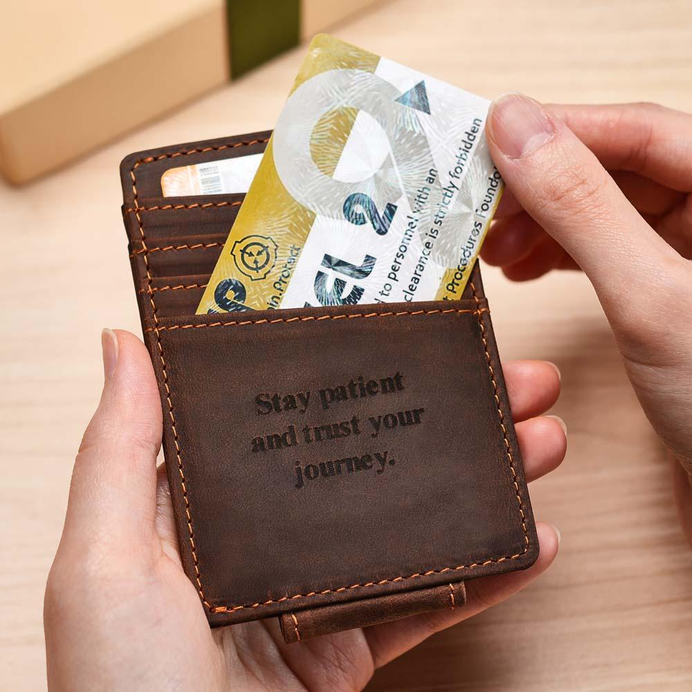 Personalised Name Leather Wallet Magnetic Money Clip for Him