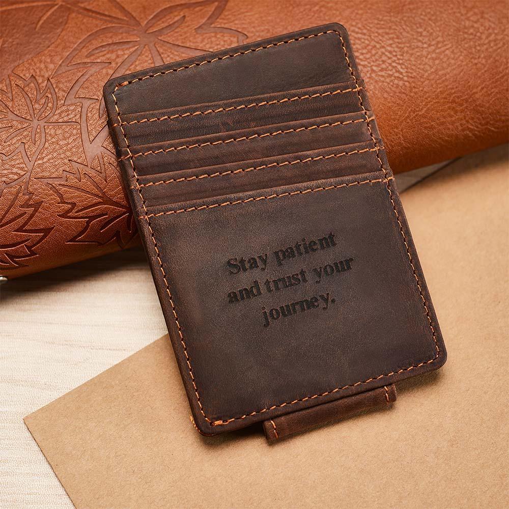 Personalised Name Leather Wallet Magnetic Money Clip for Him