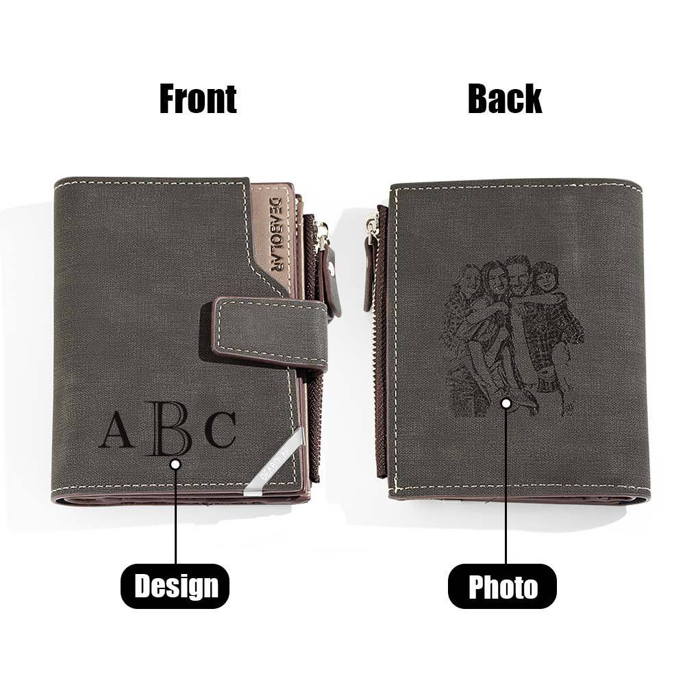 Personalized Photo Men's Foldable Leather Wallet with Text Father's Day Birthday Gift for Him - CustomPhotoWallet