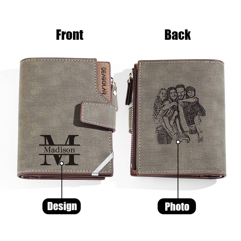 Personalized Photo Men's Foldable Leather Wallet with Text Father's Day Birthday Gift for Him - CustomPhotoWallet