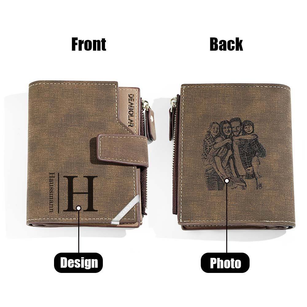 Personalized Photo Men's Foldable Leather Wallet with Text Father's Day Birthday Gift for Him - CustomPhotoWallet